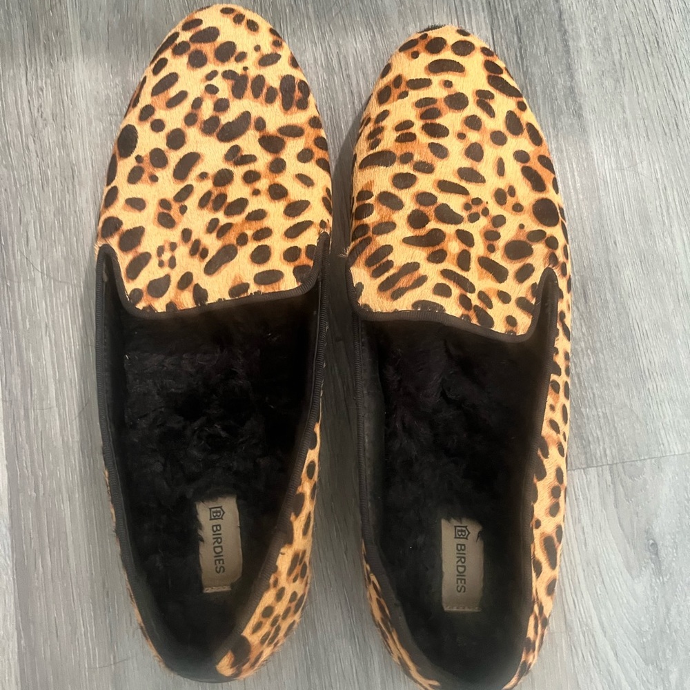 Birdies Starling Cheetah - Calfhair Loafers - with fur lining - lightly worn